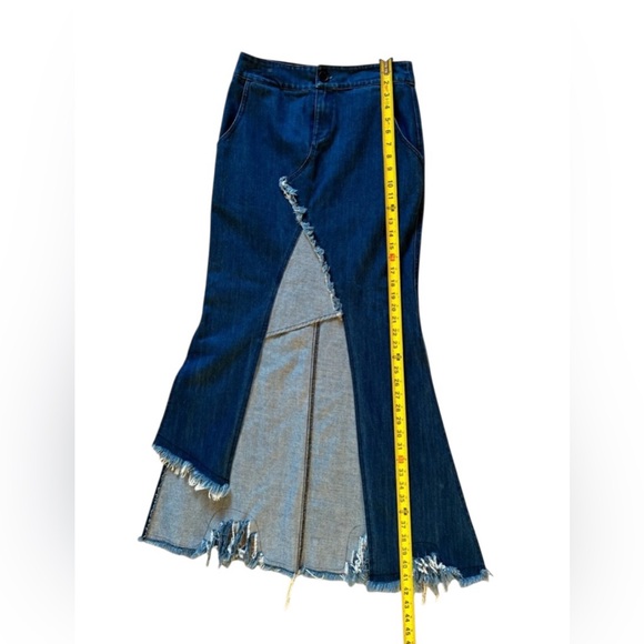 Tov Holy Assymetrical Maxi High Low Denim Raw Hem Skirt, Size EU 38/ US S - Picture 12 of 14